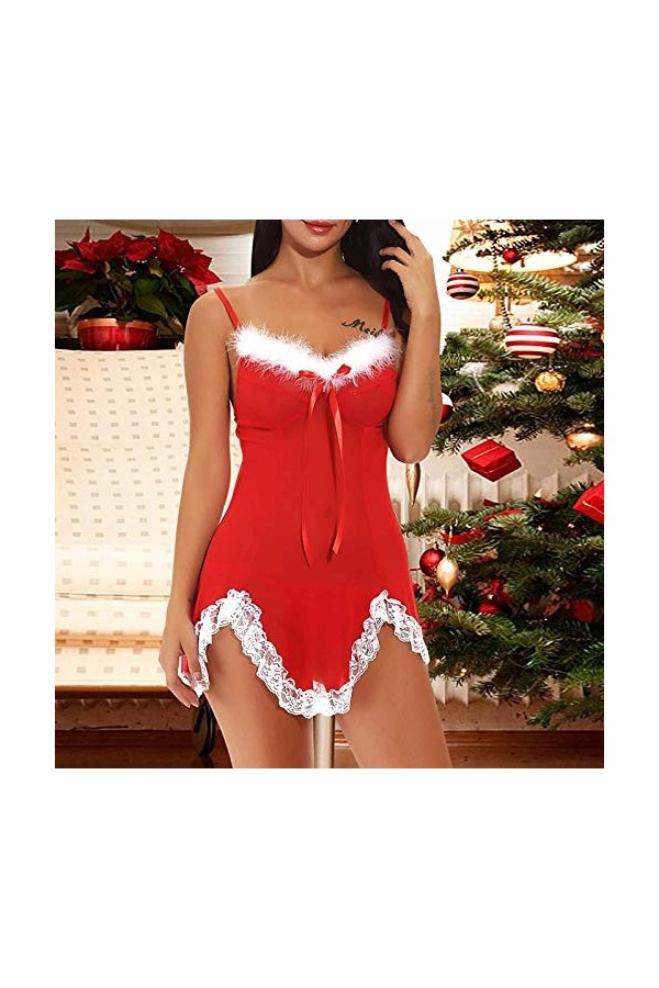 Hasagimol Noël Les Cadeaux Danniversaire Ouverte Tenue Lingerie&nbsp;femme&nbsp;sexy&nbsp;noel Nuisette Noel Costume Pyjama Femme Sexy Noël