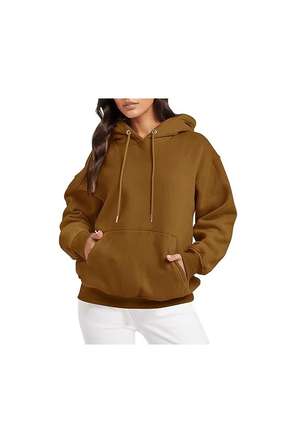 Gefomuofe Sweat à capuche pour femme Y2k - Imprimé - Pull surdimensionné - Style festif - Pour le sport - Décontracté - Veste