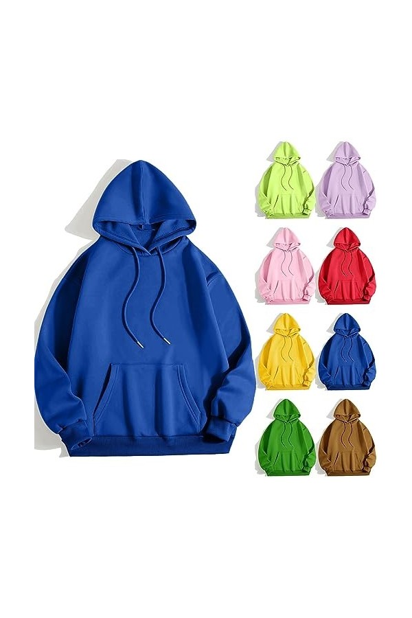 Gefomuofe Sweat à capuche pour femme Y2k - Imprimé - Pull surdimensionné - Style festif - Pour le sport - Décontracté - Veste