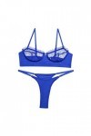 Lingerie en dentelle pour femme - Soutien-gorge sexy - Ensemble de lingerie - Bandeau sans bretelles, bleu, L