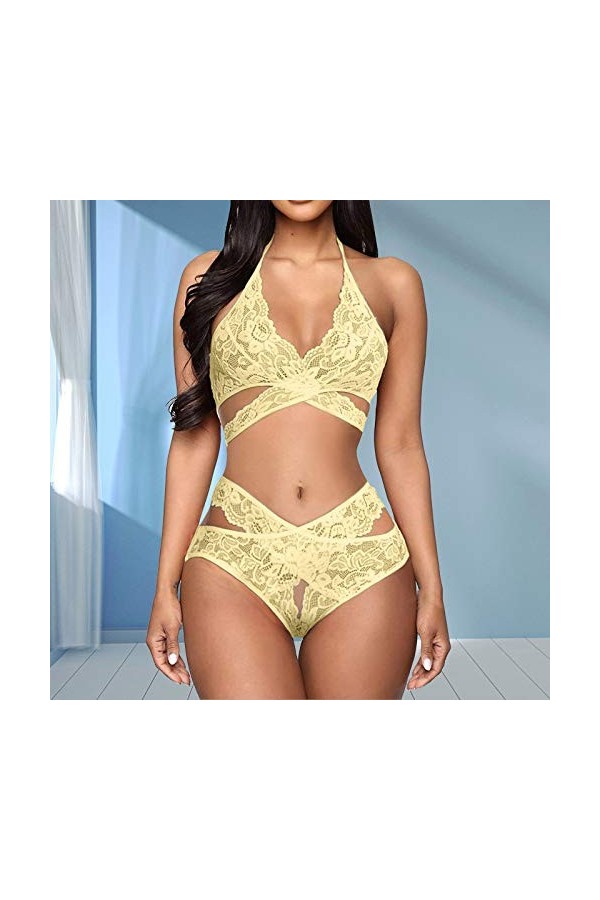Fulidngzg Lingerie sexy ouverte entrejambe sous-vêtement Curvy Pyjama Ouvert Nuisette Ouvert Wetlook Ensemble de lingerie éro