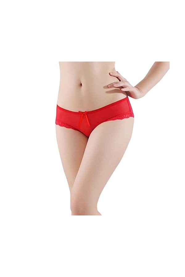 HELLORSOON String Dentelle Femme,Sexy Coquin Ficelles Charmantes Échancré Culotte en Dentelle Culotte Coton