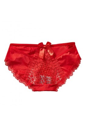 HELLORSOON String Ouvert Femme,Sexy Féminin Ficelles Charmantes sans Couture String en Dentelle Culotte Coton