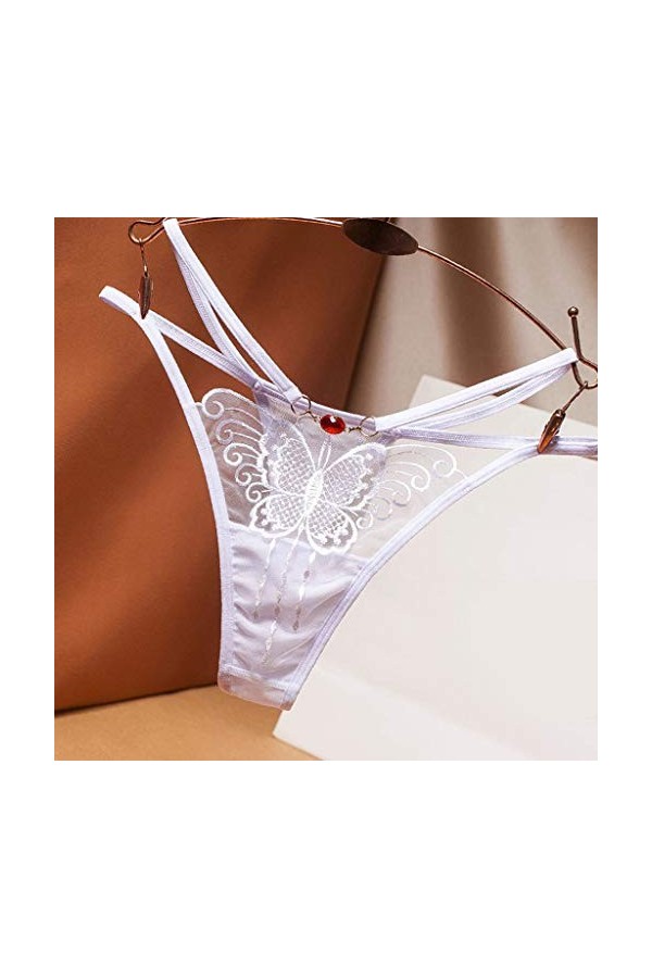 HELLORSOON String Ficelle Femme Sexy Dentelle Florale Confortable String Ficelle Coupe Française Séduction Résille Volants Py