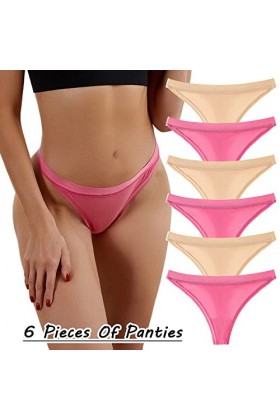 String Femme Couleur Unie Tanga Taille Haute Culottes en Pur Coton et Soie Shorts Coupe Confortable Coquine Hot de Absorbante