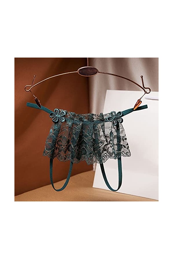 Panties Femme Sexy sous-Vetements Ouvert String Chic Culottes Dentelle Respirant Transparente Coquine Thong Fendue Taille Con