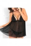 UOWEG G-String Dentelle Deep Passion Halter Taille Robe Plus V Lingerie Sexy Combinaison Minceur Black, XXXL 
