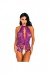 UOWEG Lingerie Jumpsuit Sexy Sexy Teddy Femmes Entrejambe Dentelle Bodysuit sous-vêtements Ouverts Ensemble Sexy Purple, XXL