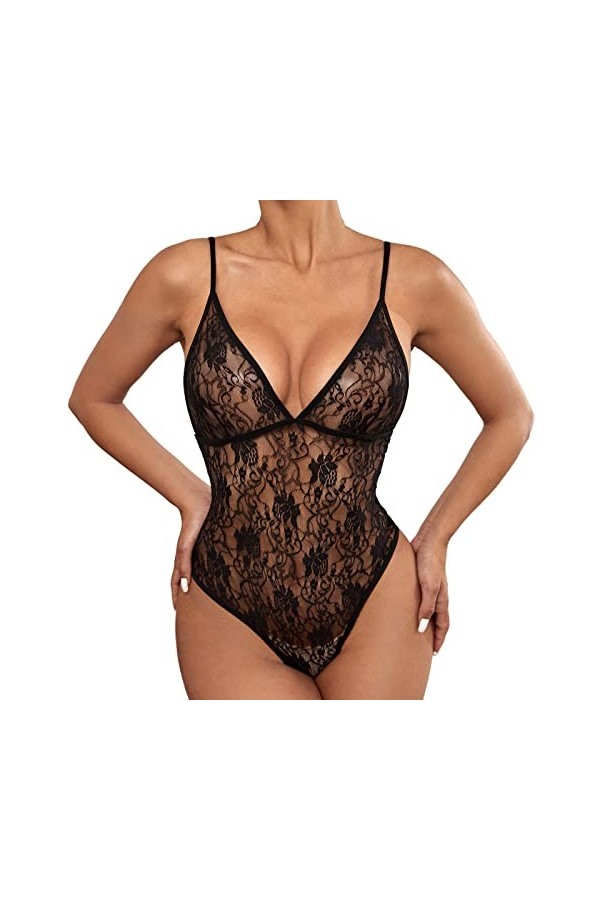 UOWEG Lingerie Femme Sexy 1 Pièce Lingerie Jeu de Rôle Lingerie Sexy Femme Costumes Hommes Lingerie Noir, M 