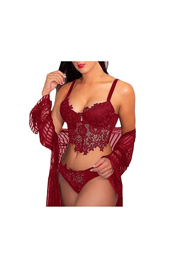 Lingerie Femmes Ensemble de Lingerie Sexy en Dentelle pour Dames et String Ensemble de sous-vêtements Ensemble de Lingerie po