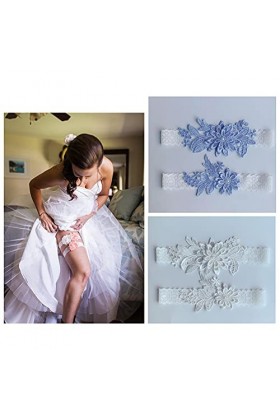 Happyupcity 1 lot de 2 jarretelles de mariage en dentelle avec motif marguerites pour femme