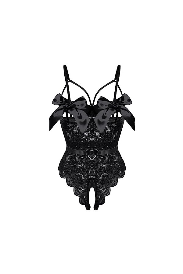 Lingerie sexy pour femme - Soutien-gorge - Grande taille - Lingerie amusante en dentelle - Dos nu - Coupe moulante - Sans dét