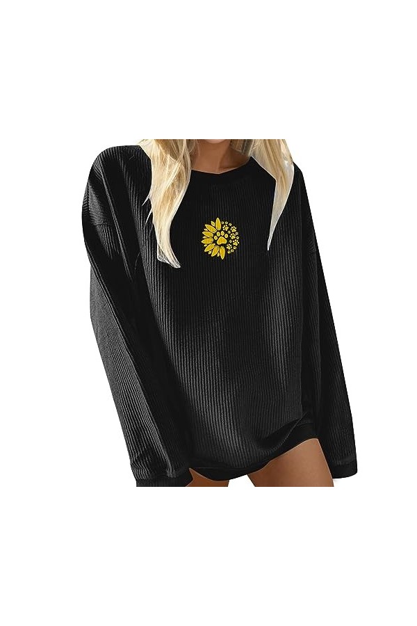 Gefomuofe Sweat-shirt à manches longues Y2K E-Girl Pull oversize pour femme Chemisier long cool décontracté été Tops Pull ave