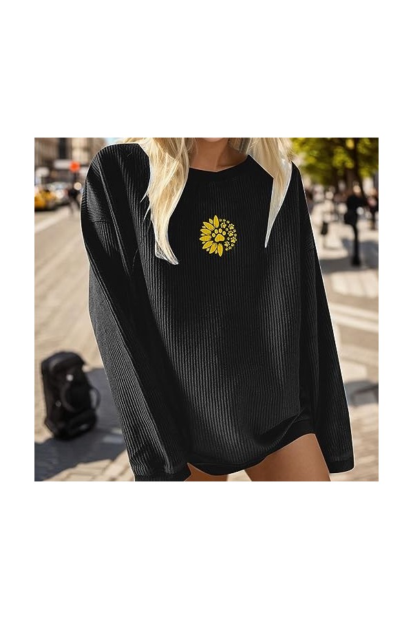 Gefomuofe Sweat-shirt à manches longues Y2K E-Girl Pull oversize pour femme Chemisier long cool décontracté été Tops Pull ave