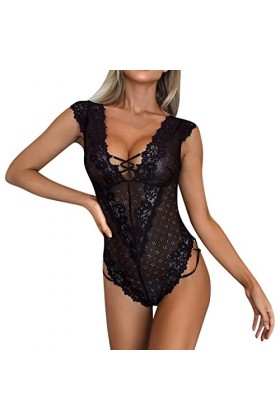 Zannycn Ensemble de lingerie sexy pour femme - Avec bas - Lingerie sexy pour femme, Noir , M