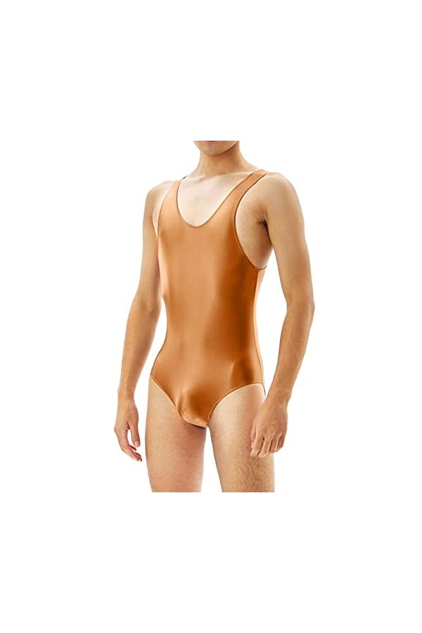 PODOLIXIA Combinaison sexy une pièce pour homme - Brillant - Moulant - Sous-vêtements - Manches courtes - Combinaisons - Sing