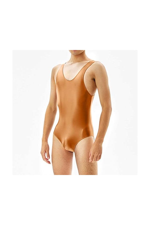 PODOLIXIA Combinaison sexy une pièce pour homme - Brillant - Moulant - Sous-vêtements - Manches courtes - Combinaisons - Sing
