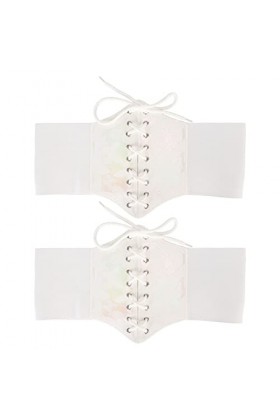 2 Pièces Sous le Buste Corset en Cuir Synthétique Corset Ceinture avec Motif imprimé Papillons pour Cosplay Scène Spectacle H