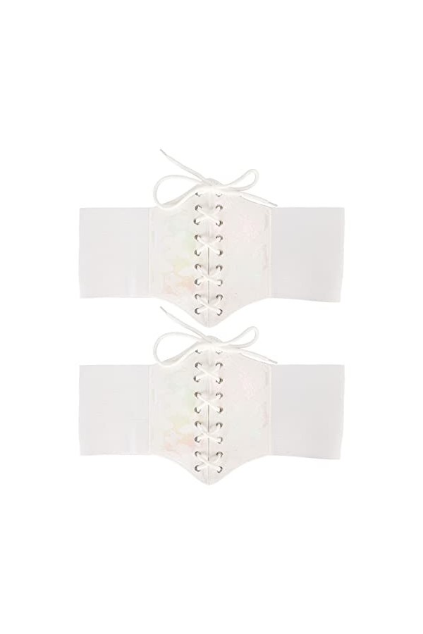 2 Pièces Sous le Buste Corset en Cuir Synthétique Corset Ceinture avec Motif imprimé Papillons pour Cosplay Scène Spectacle H