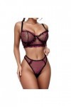 Zannycn Ensemble de lingerie sexy pour femme - Tenue sexuelle en dentelle - Ensemble de lingerie coquine - Licol - Lingerie é