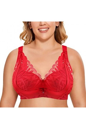Soutien-gorge à bonnets pleins pour femme - Amovible - Transformable - Avec bonnets en dentelle florale - Push Up - Dos nu - 