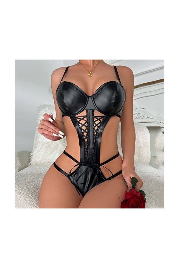 Robe Sexy Femme Coquine Hot Body Ensemble Lingeries Transparent Sexy Grande Hot Nuisette Ouvert Érotique Cuir Vetements Linge