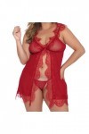 liaddkv Ensemble de lingerie pour femme, rouge, S