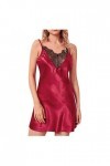 PANPANY Satin Up Sexy Dentelle Robe De Soie Vêtements De Nuit Vêtements De Nuit Pyjama Femmes Lingerie Latex Lingerie Red, X