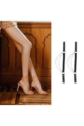 Jarretière Cuisse, Faux Cuir 17.9in Long Women Leg Jarretière Largement Utilisé Couches Métal Chaîne 2 Pièces pour Halloween