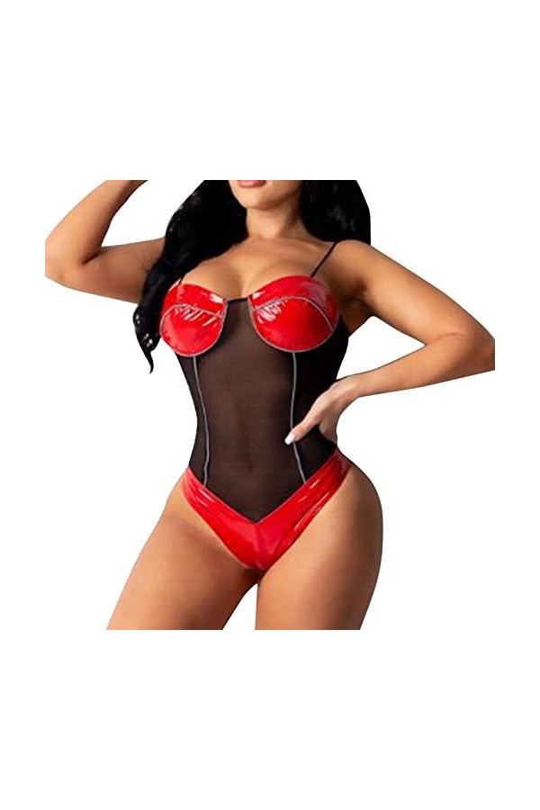 Ensemble de lingerie pour homme - Body en peluche - Lingerie sexy - Encolure dégagée - Laçage - Avec string - Sextoy Lingerie
