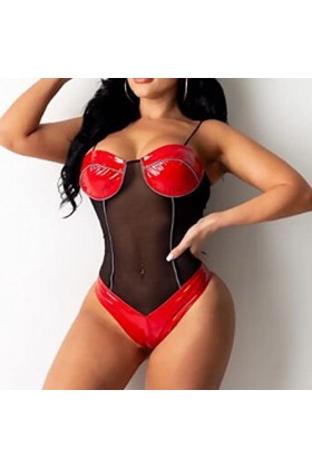 Ensemble de lingerie pour homme - Body en peluche - Lingerie sexy - Encolure dégagée - Laçage - Avec string - Sextoy Lingerie