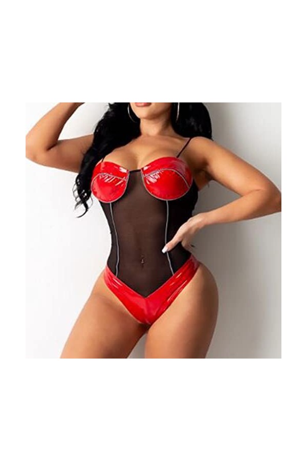 Ensemble de lingerie pour homme - Body en peluche - Lingerie sexy - Encolure dégagée - Laçage - Avec string - Sextoy Lingerie