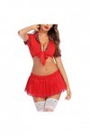 liaddkv Ensemble de lingerie sexy pour écolière cosplay, jeu de rôle, pour étudiante, rouge, en dentelle, sexy, ouvert, grand