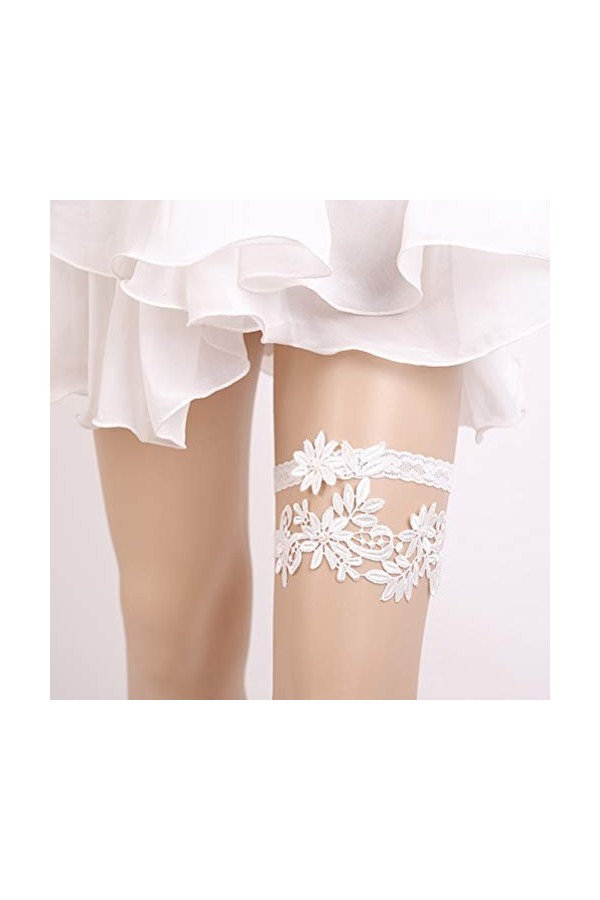 BESTOYARD Lot e 2&nbsp;jarretières, style vintage, en dentelle, élastiques, douces, élégantes, pour mariée, demoiselle dhonneur, 