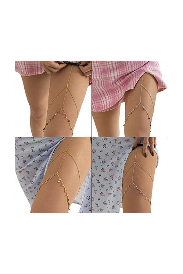 Gissroys Mignon Fruit Gland Cuisse Chaîne Jambe Corps Chaîne Harnais Gothique Jambe Jarretière Mode Beach Club Party Corps Fo