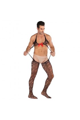 Générique String Homme Sexy Hot Dentelle Slips Boxer Collants Sexy en résille pour Hommes De Pyjama Homme Noël I, One Size 