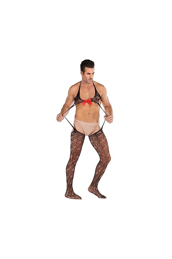 Générique String Homme Sexy Hot Dentelle Slips Boxer Collants Sexy en résille pour Hommes De Pyjama Homme Noël I, One Size 