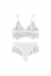 UOWEG Dentelle Lingerie Soutien-Gorge sans Fil Femmes sous-vêtements vêtements de Nuit String évider String Sexy White, XL 