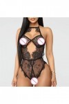 UOWEG sous-vêtements féminins Sexy Dentelle Lingerie Deep V Teddy Body sous-vêtements pour Moi Lingerie Black, S 