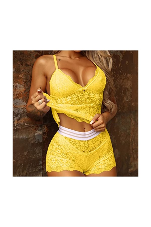 Vexiangni Lingerie pour femme potelée - Imprimé mode - Lingerie en maille - Trois pièces - Ensemble de sous-vêtements sexy - 