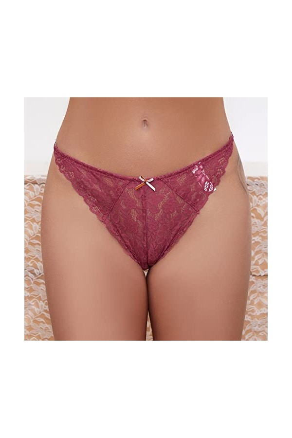 HELLORSOON String Ouvert Femme,Sexy Érotique Maille Transparente Tendre Body Lingerie Slip pour Femme