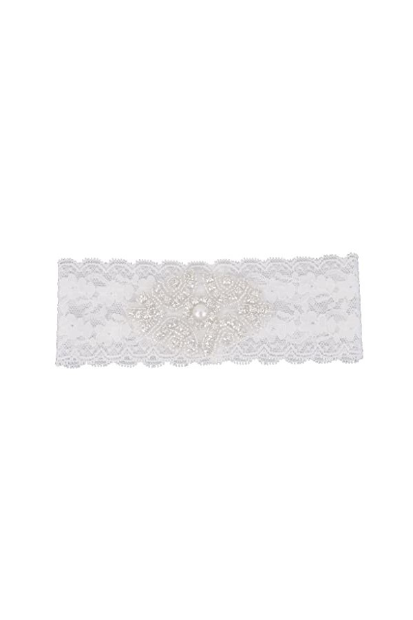 Tiuimk M5059 Jarretière élastique en dentelle avec perles de cristal - Jarretière de mariage exquise pour accessoires de mari