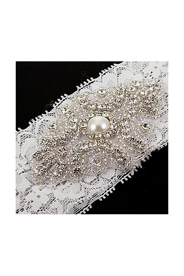 Tiuimk M5059 Jarretière élastique en dentelle avec perles de cristal - Jarretière de mariage exquise pour accessoires de mari