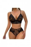 LDadgf Ensemble de lingerie pour femme - Jeu de rôle - Sexy - Costume - Ensemble de lingerie en satin noir, M 