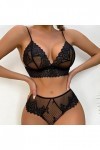 LDadgf Ensemble de lingerie pour femme - Jeu de rôle - Sexy - Costume - Ensemble de lingerie en satin noir, M 