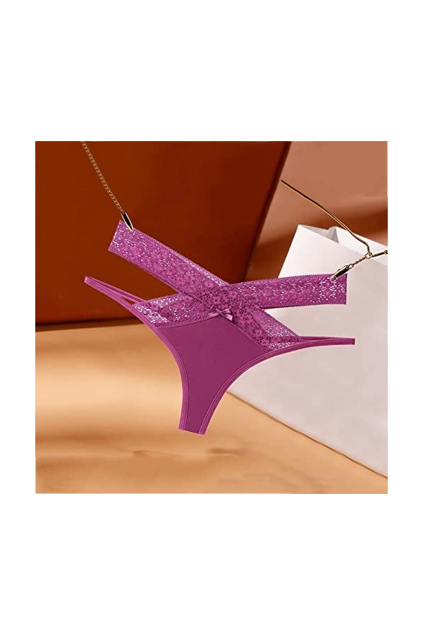 Dorjuli Culotte sexy en dentelle pour femme - Culotte de nuit - Lingerie transparente - String - Sous-vêtements sexy, lilas, 