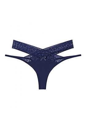 Dorjuli Culotte sexy en dentelle pour femme - Culotte de nuit - Lingerie transparente - String - Sous-vêtements sexy, Bleu fo