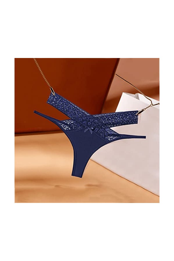 Dorjuli Culotte sexy en dentelle pour femme - Culotte de nuit - Lingerie transparente - String - Sous-vêtements sexy, Bleu fo