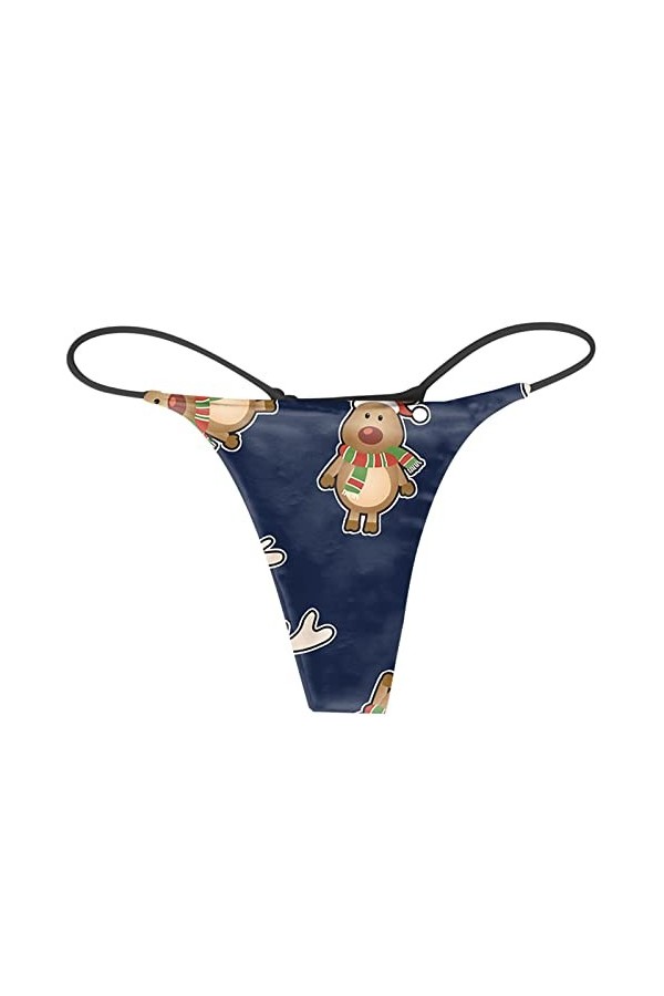 Dorjuli Culotte en dentelle pour femme - Mini string sexy - Taille basse - String - En coton - Sous-vêtements sexy, Bleu fonc