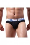 Tangas Homme en Nylon Soyeux Bleu et Blanc Style Lapin Sous-Vêtements Homme, Noir , M
